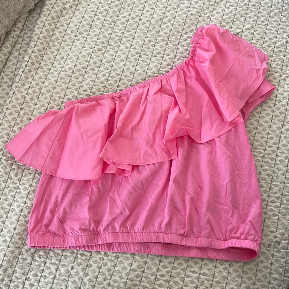 One shoulder crop shirt